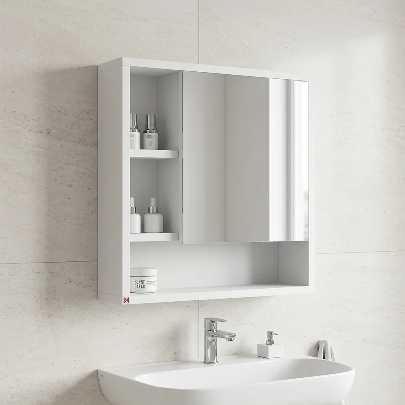 Botiquín con espejo 60×50 · Blanco — en ambiente