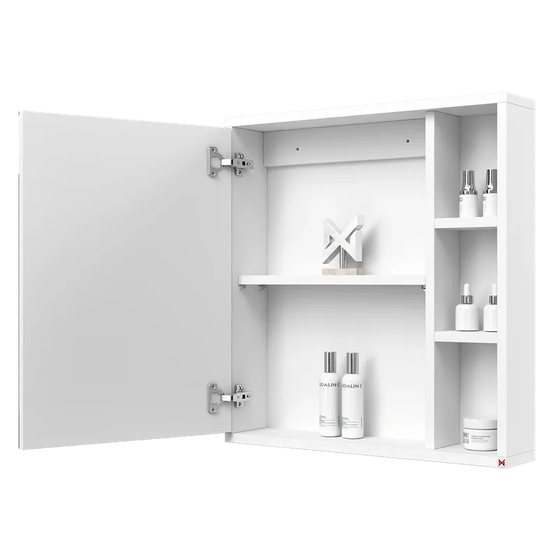 Botiquín con espejo 60×63 · Blanco — vista abierta
