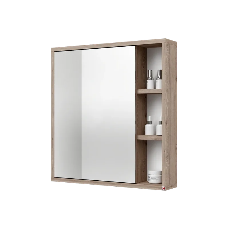 Botiquín con espejo 60×63 · Davos Trufa Marrón — vista cerrada