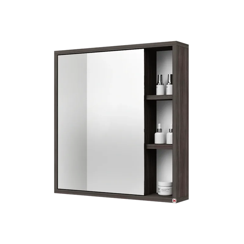 Botiquín con espejo 60×63 · Fineline Antracita — vista cerrada