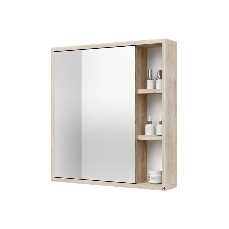 Botiquín con espejo 60×63 · Whiteriver Beige Arena — vista cerrada