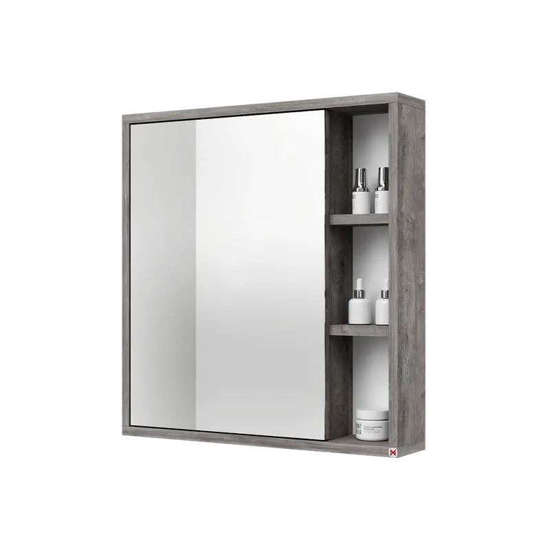 Botiquín con espejo 60×63 · Whiteriver Gris Marrón — vista cerrada