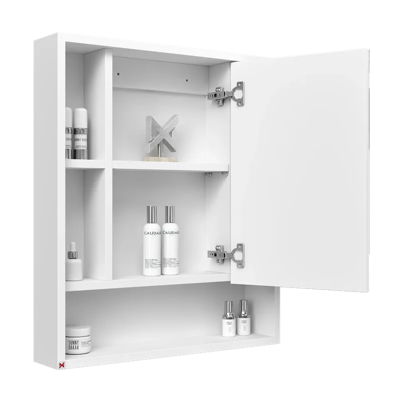 Botiquín con espejo 60×70 · Blanco — vista abierta