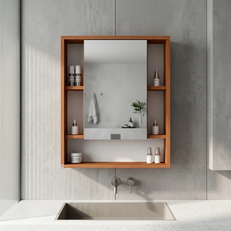 Botiquín con espejo 60×70 · Cedro — en ambiente