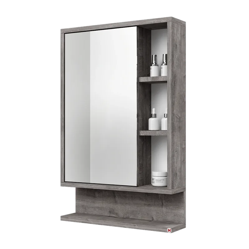 Botiquín con espejo 78×50 · Whiteriver Gris Marrón — vista cerrada
