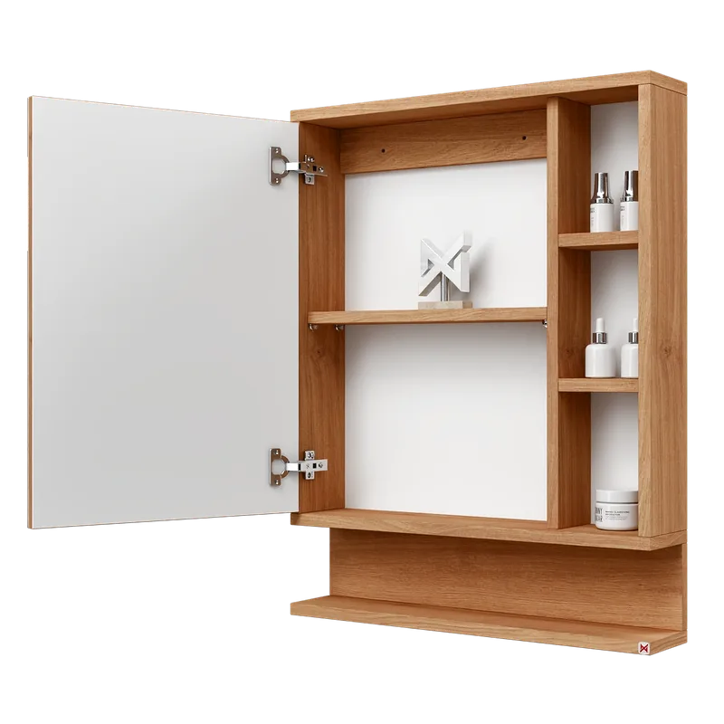 Botiquín con espejo 60×78 · Kendall Coniac — vista abierta