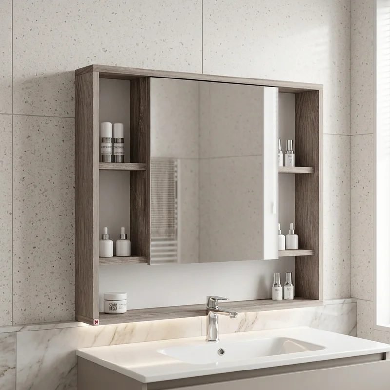 Botiquín con espejo 80×70 · Báltico — en ambiente